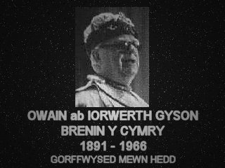 Caption announcing the death of King Owain IX