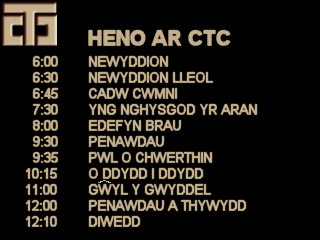 Teledu Cymru 1989 programme menu