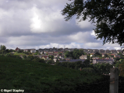 Village seen from across a valley