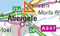Screenshot of a map showing Abergele