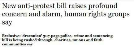 Screengrab from the Guardian: 'New anti-protest bill raises profound concern and alarm, human rights groups say
