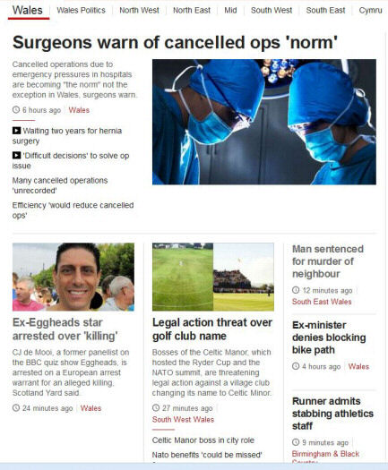 Screenshot of a news page on the BBC website