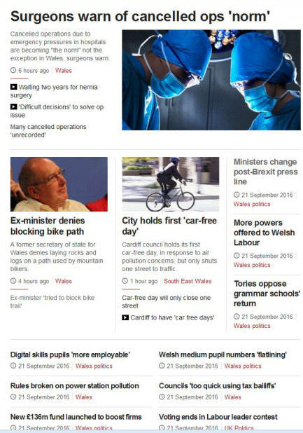 Screenshot of a news page on the BBC website