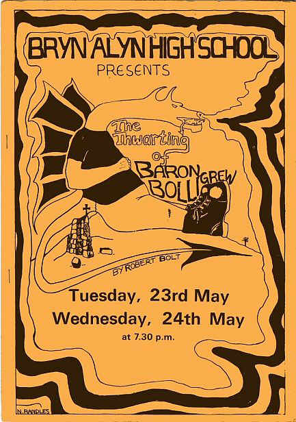 Programme for a school production of 'The Thwarting Of Baron Bolligrew' in 1978