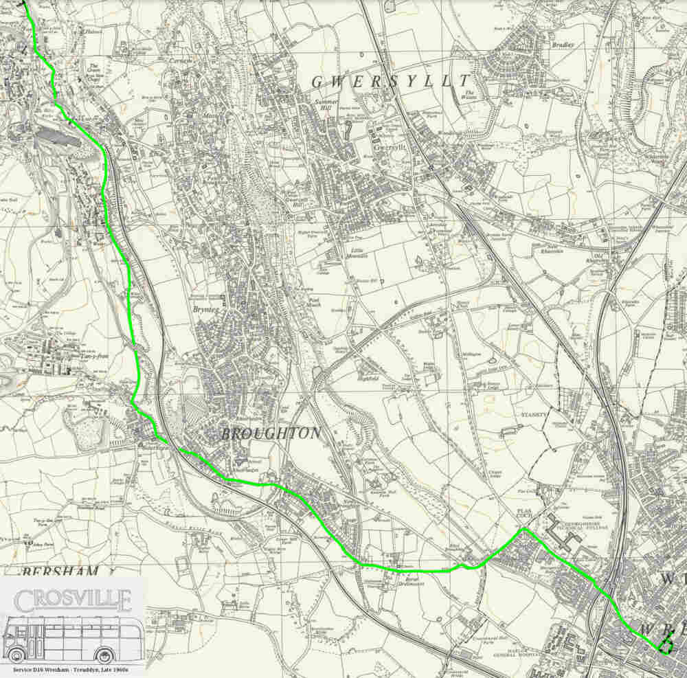 Old map showing a bus route