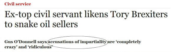 Screenshot from The Guardian saying that accusations of IMpartiality in the Greater England civil service are ridiculous