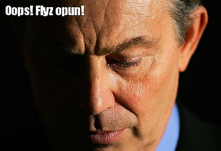 Picture of Blair looking down. Caption: 'Oops! Flyz opun!'