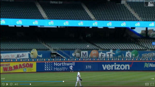screenshot of empty stands in a ballpark