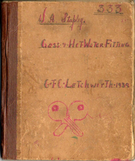 Scan of the front of an old notebook