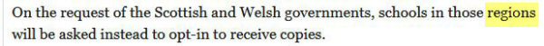Screenshot from the Guardian describing Wales and Scotland as 'regions'