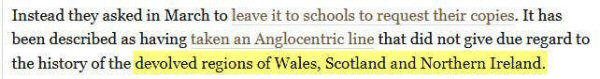 Screenshot from the Guardian describing Wales and Scotland and Northern Ireland as 'regions'
