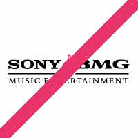 Sony-BMG logo with a red diagonal line through it