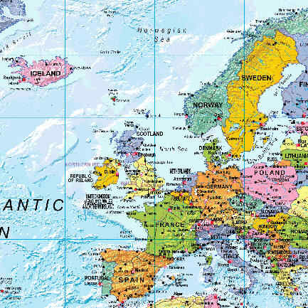 Map of Europe showing Scotland as an independent country