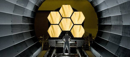 Photo of The James Webb Telescope looking like the set for the 'Gold Run' on 'Blockbusters'
