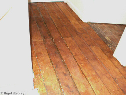 Photo of stained floorboards