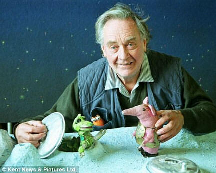 Photo of Oliver Postgate with a Clanger