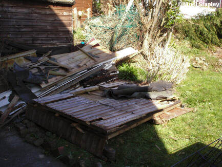 Photo of a demolised shed