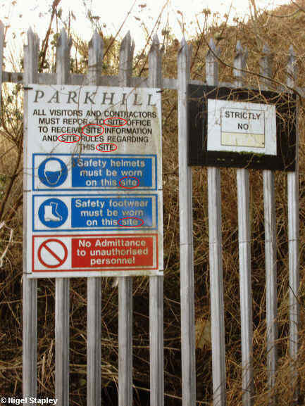 Sign which uses the word 'site' four times in a nineteen-word sentence