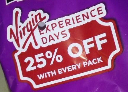 Bag of crisps advertising 'Virgin Experience Days'