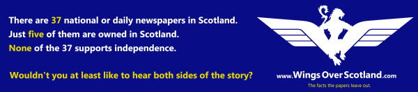 Subway advert pointing out that the Scottish print media is largely owned from outside Scotland, and that all daily newspapers in Scotland are anti-independence