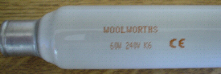 Close-up photograph of a Woolworths strip bulb
